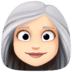 👩🏻‍🦳 woman: light skin tone, white hair display on Facebook